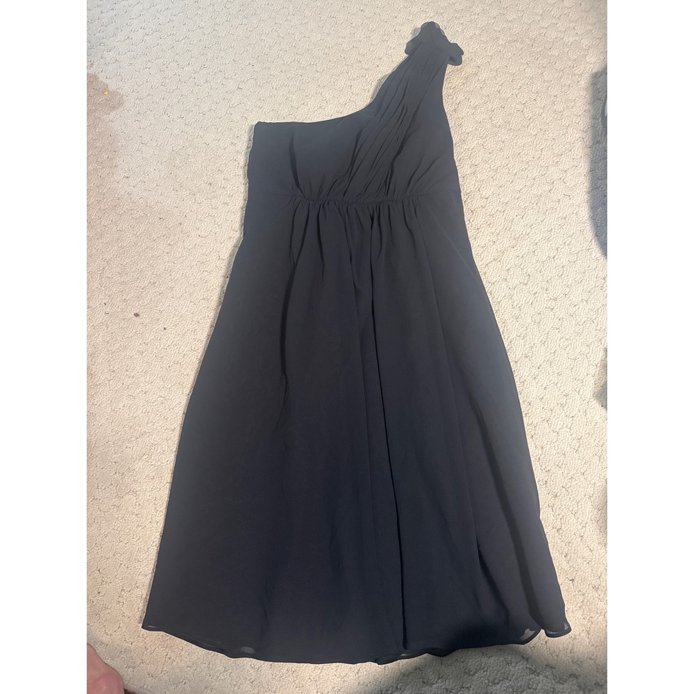 Davids Bridal Black One Shoulder Chiffon Cocktail Bridesmaid Dress Womens 6